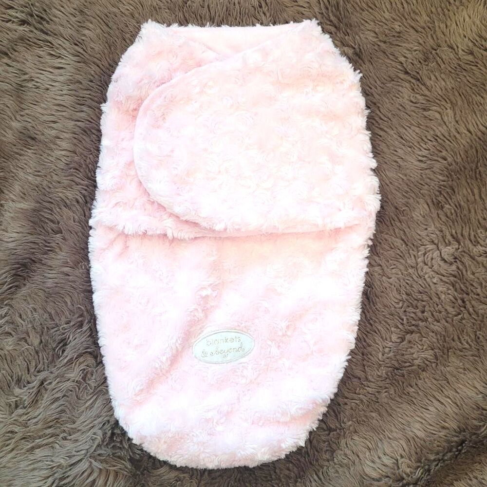 Blankets & Beyond Pink Baby Super Soft Swaddle Bag Plush Infant Cozy Rose